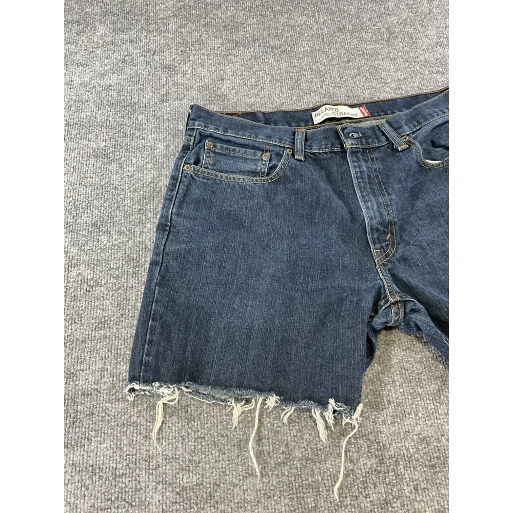 Levi's 559 Denim Shorts 34x34 Relaxed Straight Cut Off Distressed Mens Blue Jean